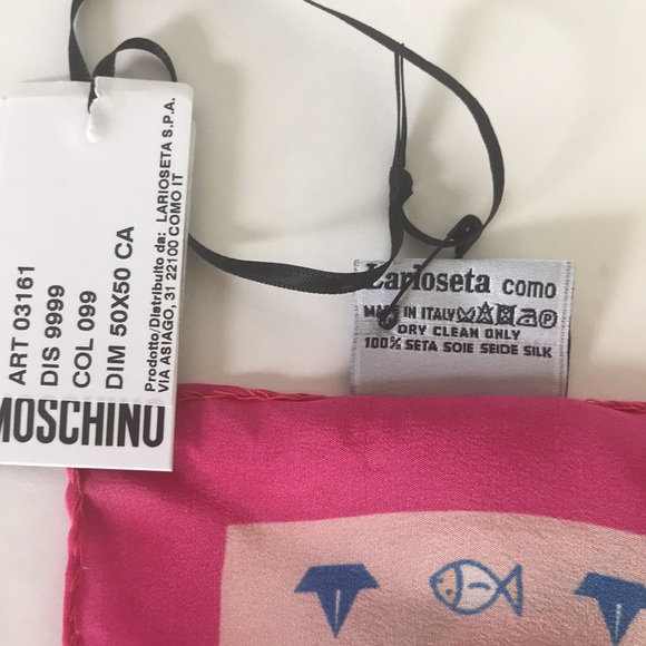 Moschino Silk Scarf Sailor Teddy Bear Pink NWT - Picture 6 of 11